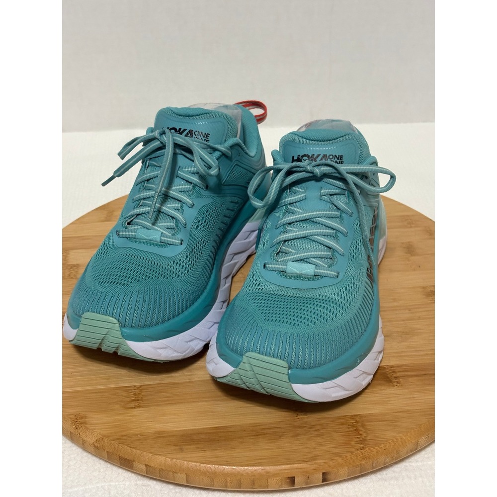 Hoka One One Bondi 7 Womens Teal Blue Running Shoes 1110519 AEBL Size 8.5